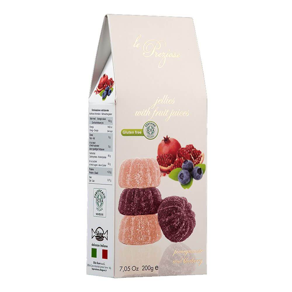 Le Preziose Pomegranate & Blueberry Italian Fruity Jellies Sweets 200g